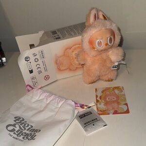 NWT PopMart Labubu Happiness Big Into Energy Orange Plush Toy Keychain - Auth